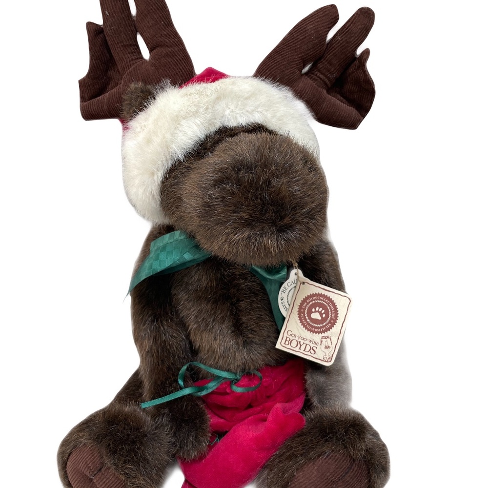 ❤️ BOYDS BEAR FATHER KISSMOOSE SANTA MOOSE NEW